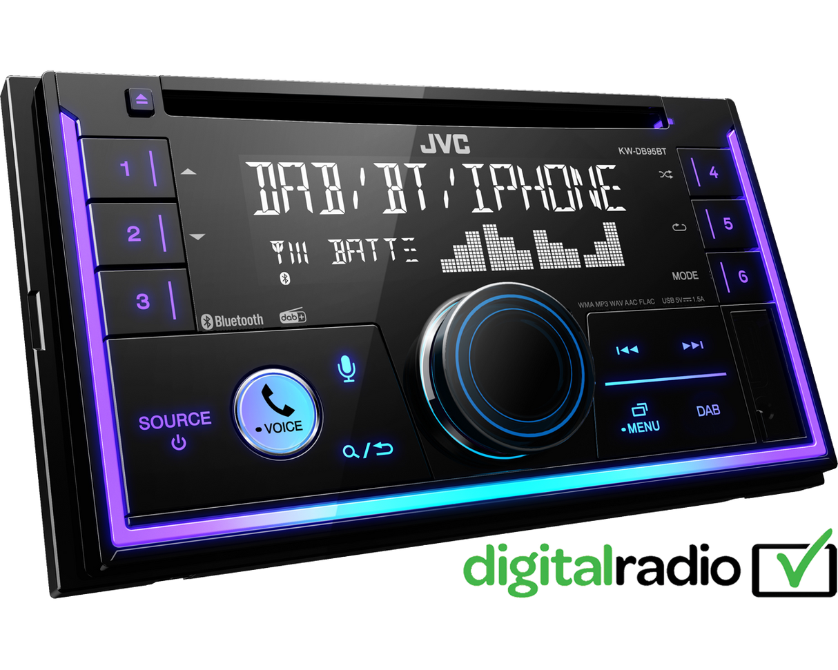 JVC KW-DB95BT Double DIN CD Receiver with DAB Bluetooth Handsfree iPod & Aux