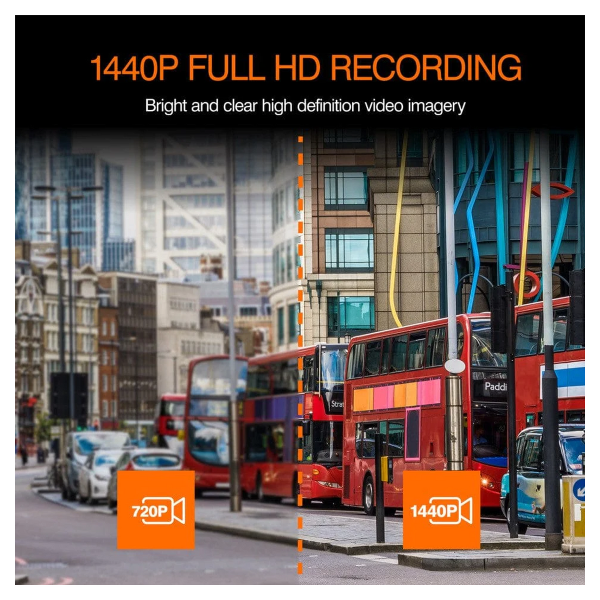 Road Angel Halo Drive Dash Cam | 2K 1440P HD, 140° Wide Angle, Parking Mode Protection