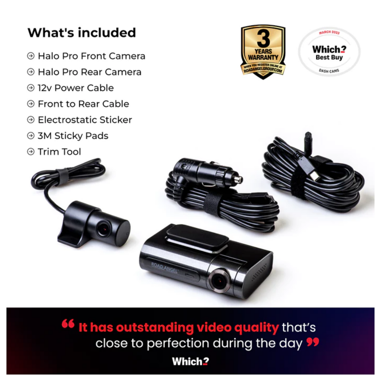 Road Angel Halo Pro Front and Rear Dash Cam