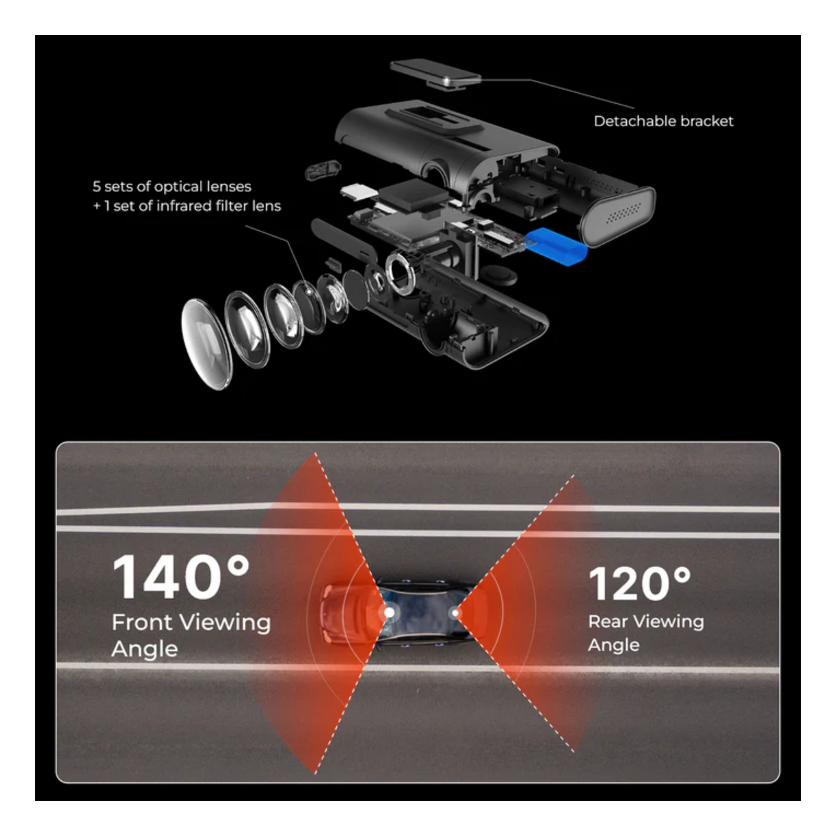 Road Angel Halo Pro Front and Rear Dash Cam