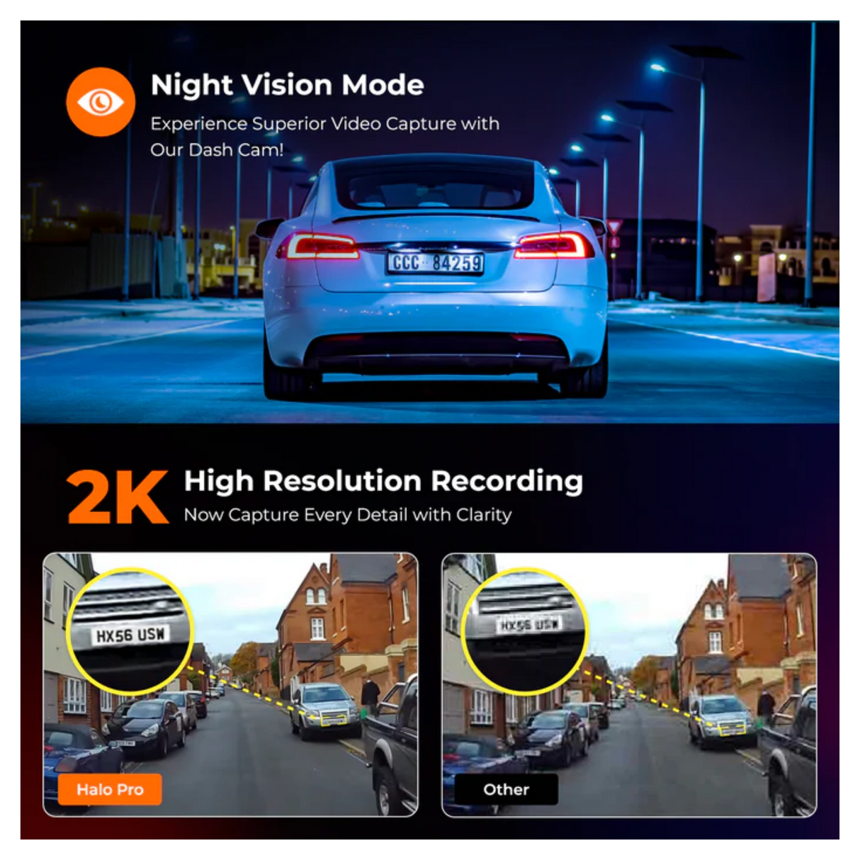Road Angel Halo Pro Front and Rear Dash Cam