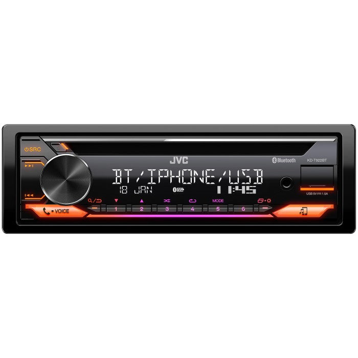JVC KD-T922BT CD Receiver with Bluetooth, Spotify, USB, Aux & Variable Colour Illumination