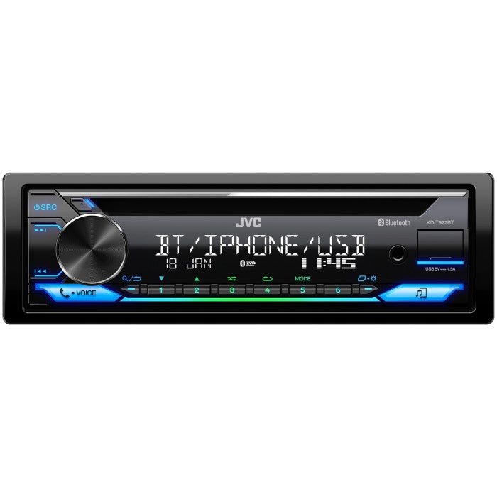 JVC KD-T922BT CD Receiver with Bluetooth, Spotify, USB, Aux & Variable Colour Illumination