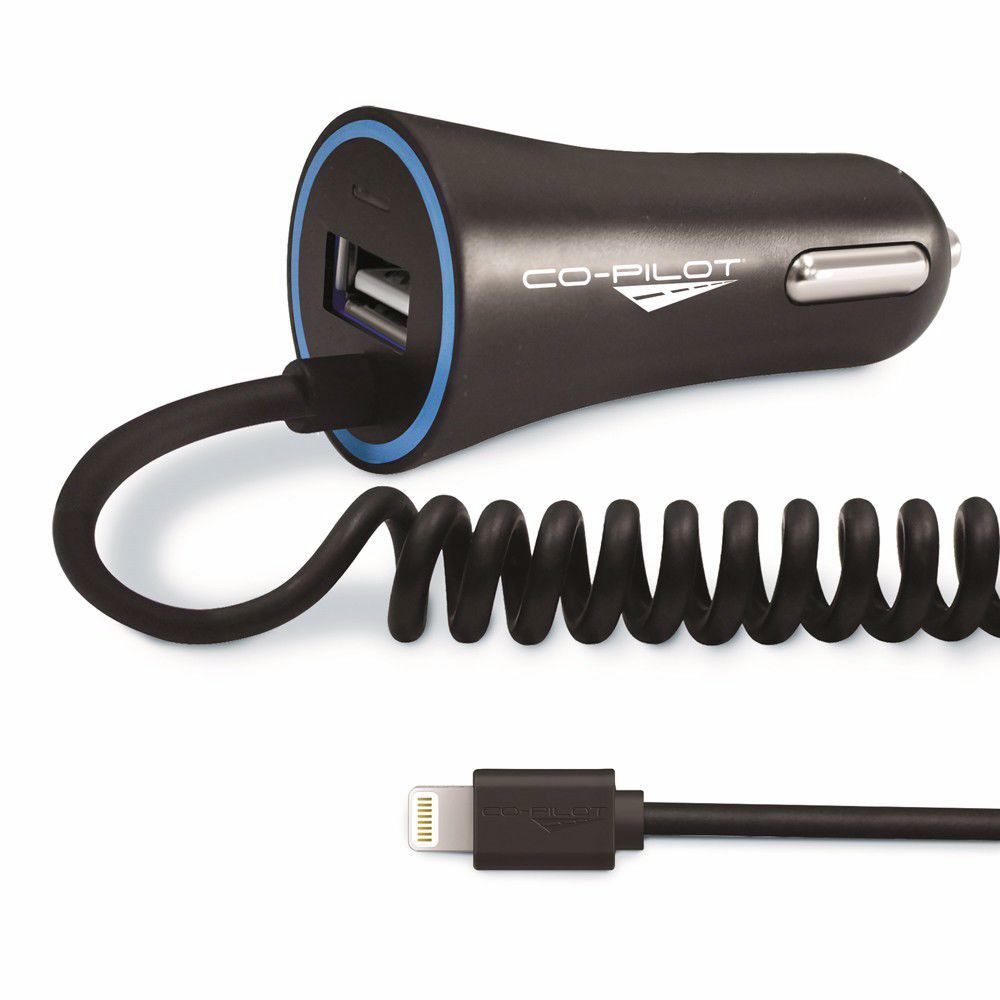 Co-Pilot CPCE3 Coiled Apple Lightning And USB Charger