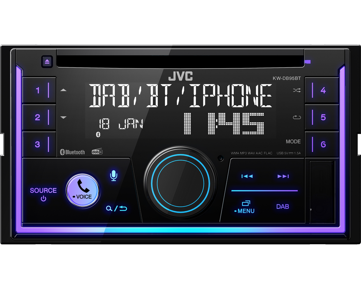 JVC KW-DB95BT Double DIN CD Receiver with DAB Bluetooth Handsfree iPod & Aux