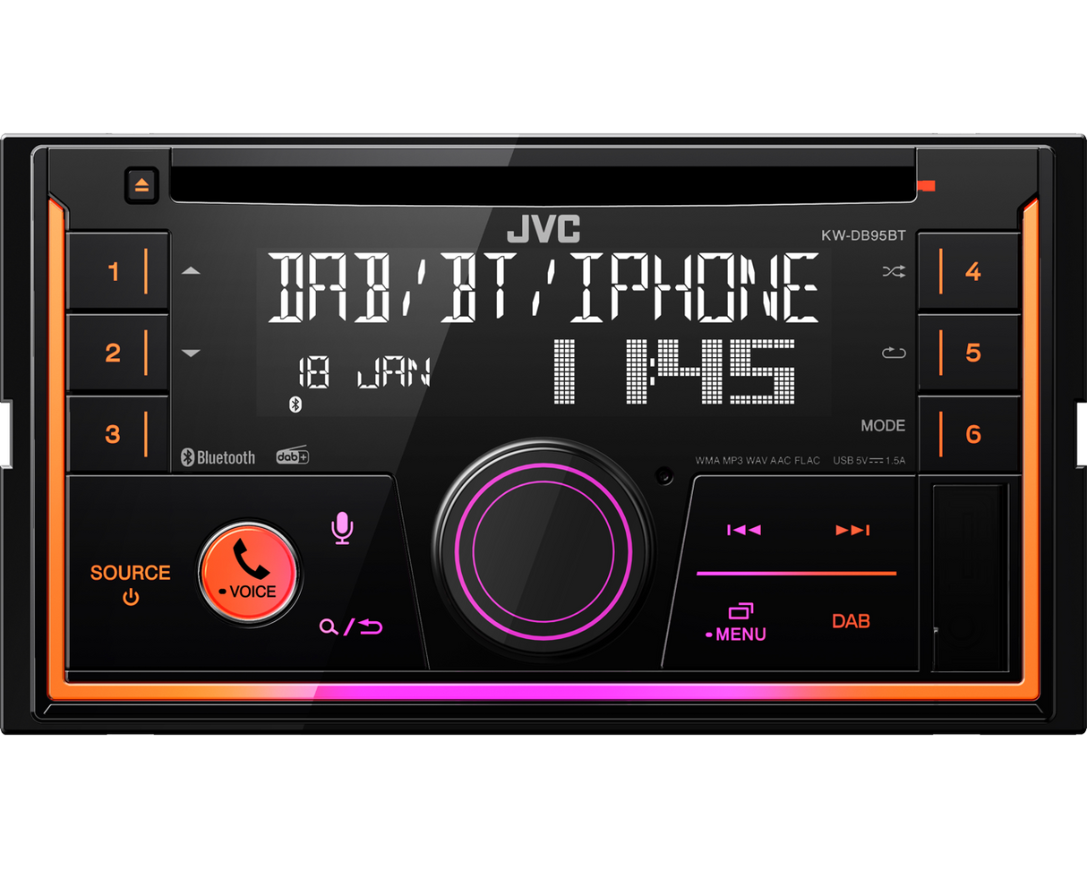 JVC KW-DB95BT Double DIN CD Receiver with DAB Bluetooth Handsfree iPod & Aux