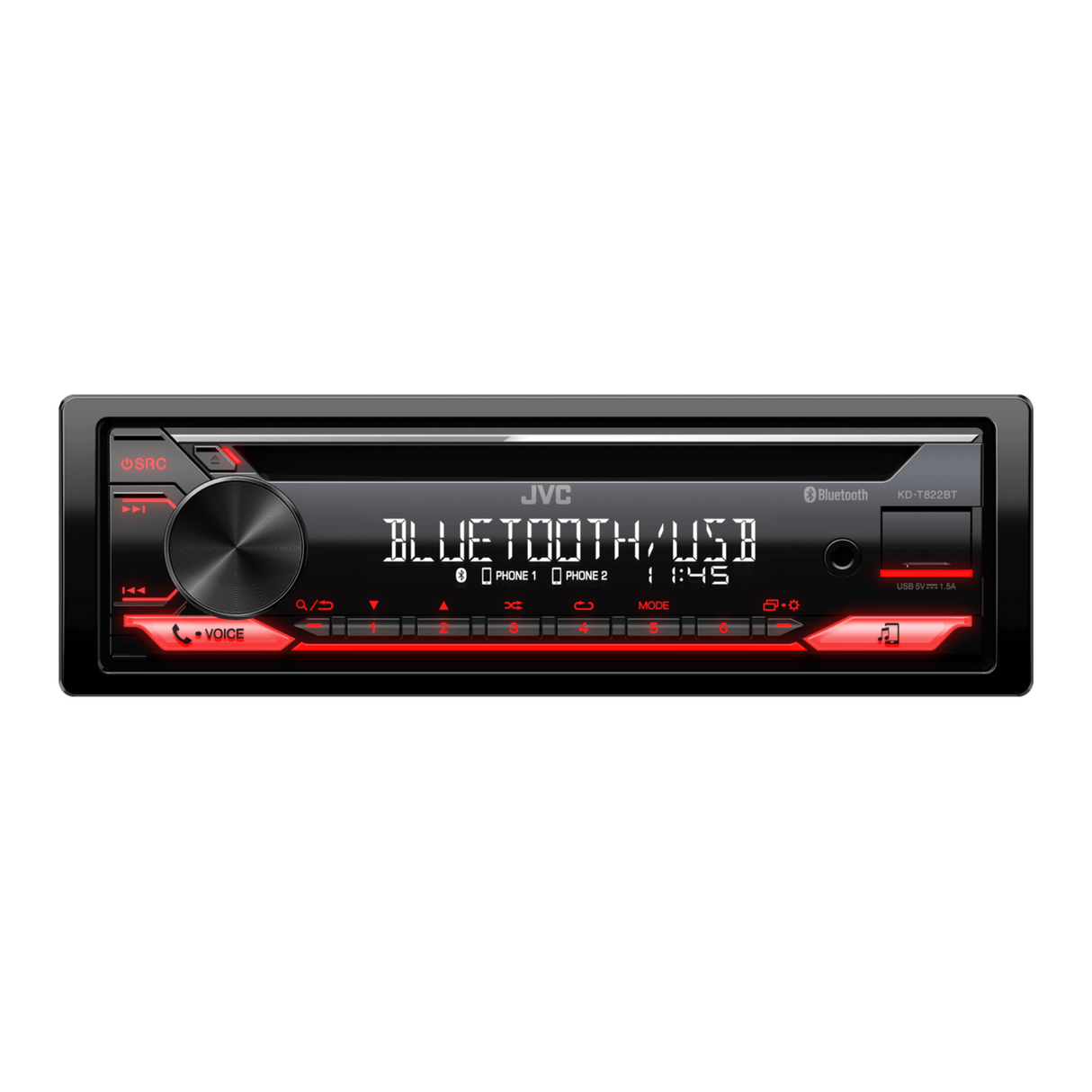 JVC KD-T822BT CD receiver with Bluetooth Hands-Free Calling and Wireless Music Streaming