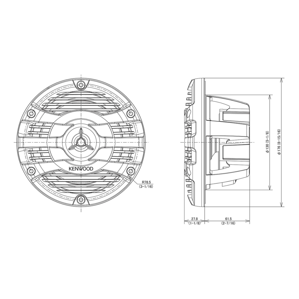 Kenwood KFC-1653MRW 16cm, 2-way Flush Mount Marine Speaker System