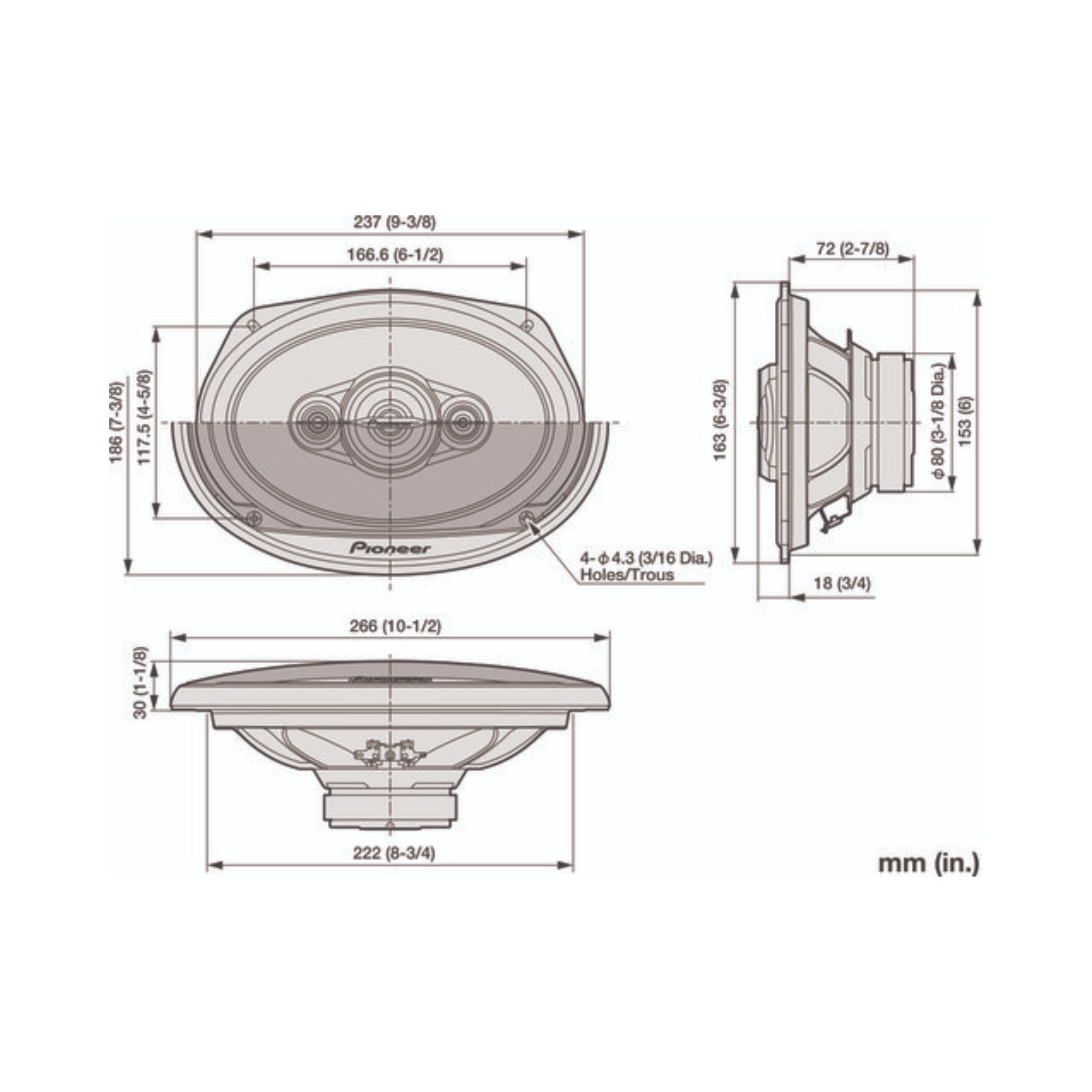 6x9 Car Speakers Pioneer TS-A4671F 4-Way Coaxial Car Audio