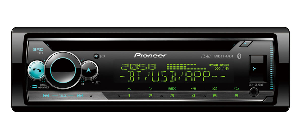 Pioneer DEH-S520BT Single Din CD Player with Bluetooth Aux USB and Spotify