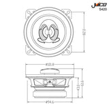 Juice S420 4 Inch 10 cm 2 - Way Coaxial Car Door or Parcel Shelf Speaker Upgrade, Efficient Power Handling, 220 Watts Peak Power