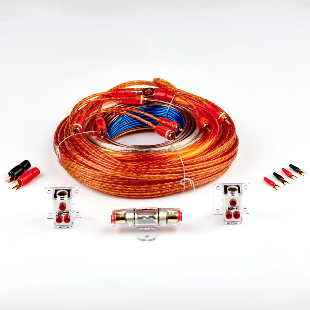 Juice JWTRU422D 4 Gauge 2500W Amplifier Wiring Kit for Installing 2 Amplifiers