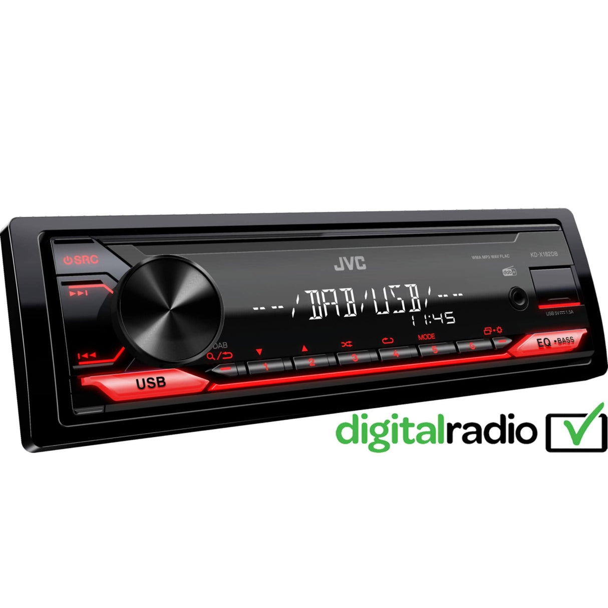 JVC KD-X182DB Single DIN Digital Media Receiver with DAB+