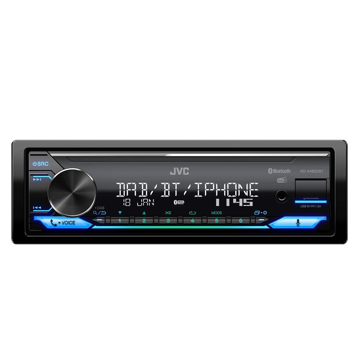 JVC KD-X482DBT 1 DIN Digital Media Receiver with Amazon Alexa Bluetooth and DAB+