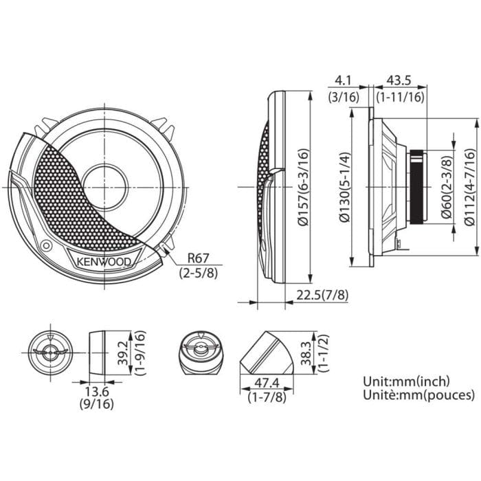 Kenwood KFC-E130P 13cm 250W Component speaker system