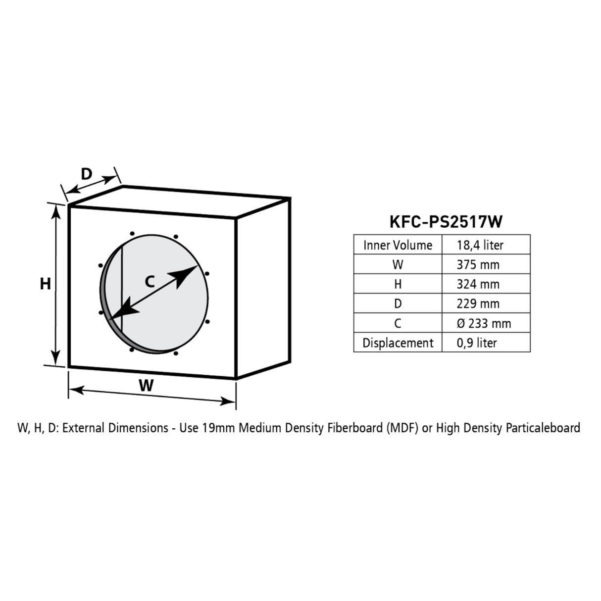 Kenwood KFC-PS2517W PS-series 25cm subwoofer