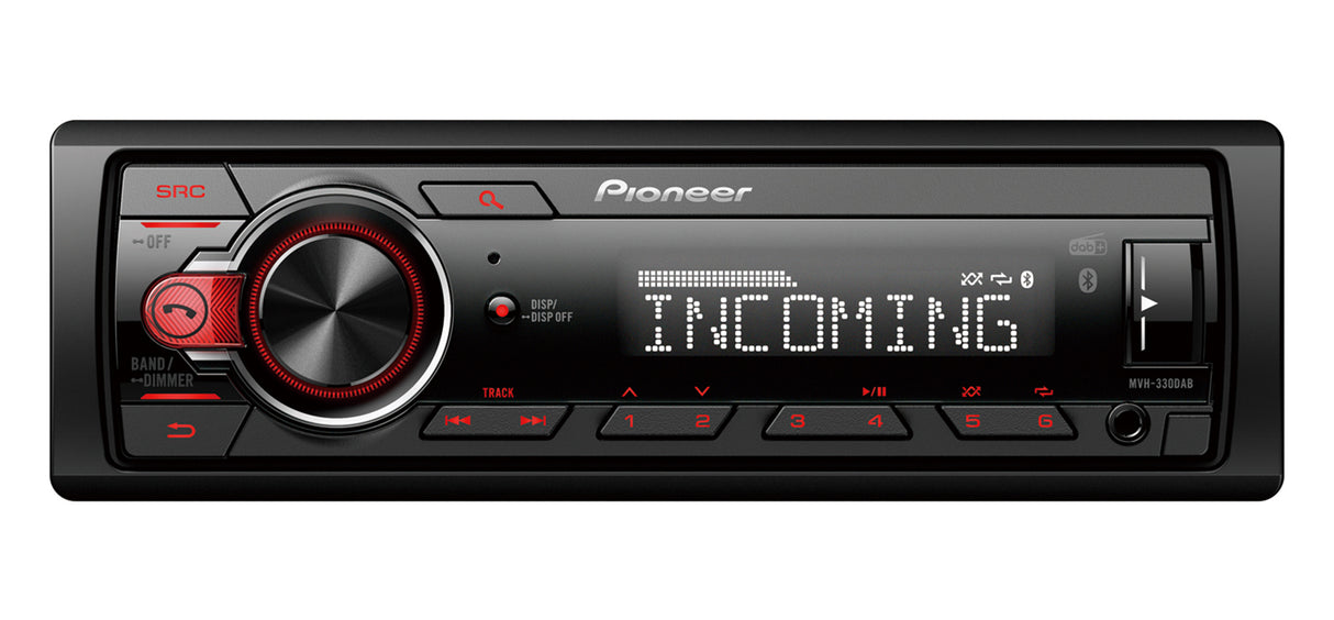 Pioneer MVH-330DAB Single Din Stereo with DAB Bluetooth USB and Compatible with Android Devices