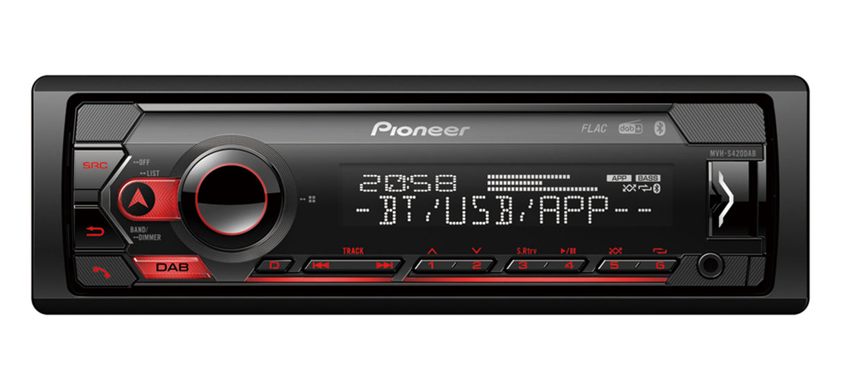 Pioneer MVH-S420DAB Mechless Player with DAB Bluetooth USB and Spotify For Apple Devices