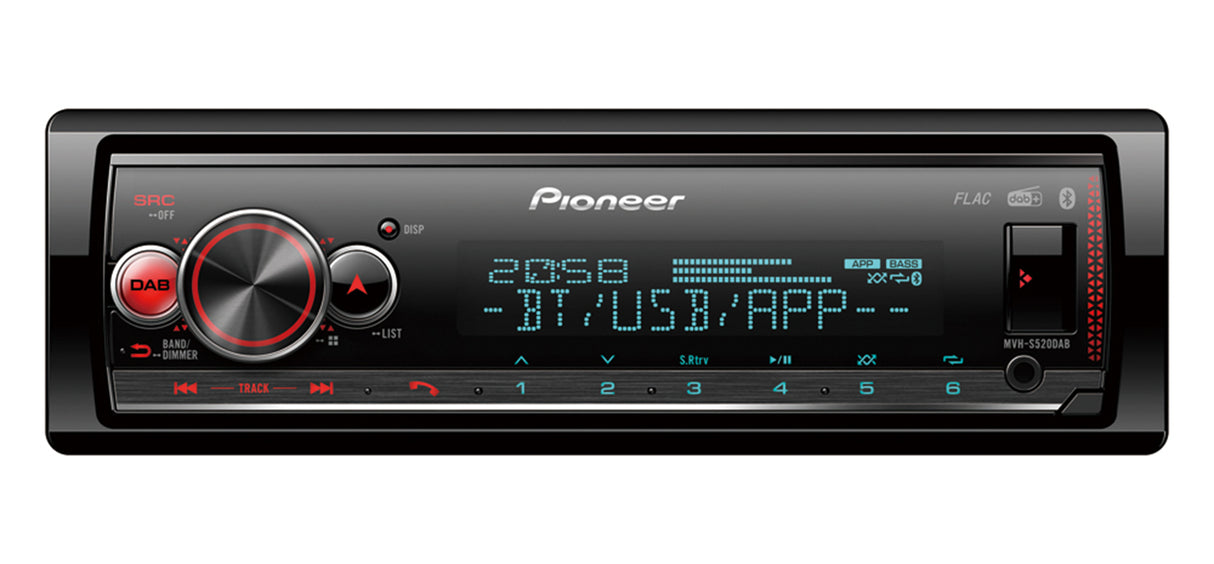 Pioneer MVH-S520DAB Single Din Receiver with Bluetooth and DAB