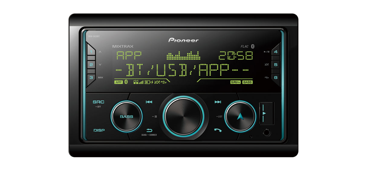 Pioneer MVH-S620BT 2-DIN receiver with USB, Bluetooth, multi colour illumination and Spotify